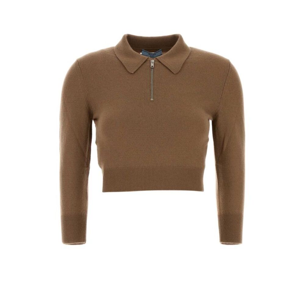 Prada Women Camel Cashmere Sweater